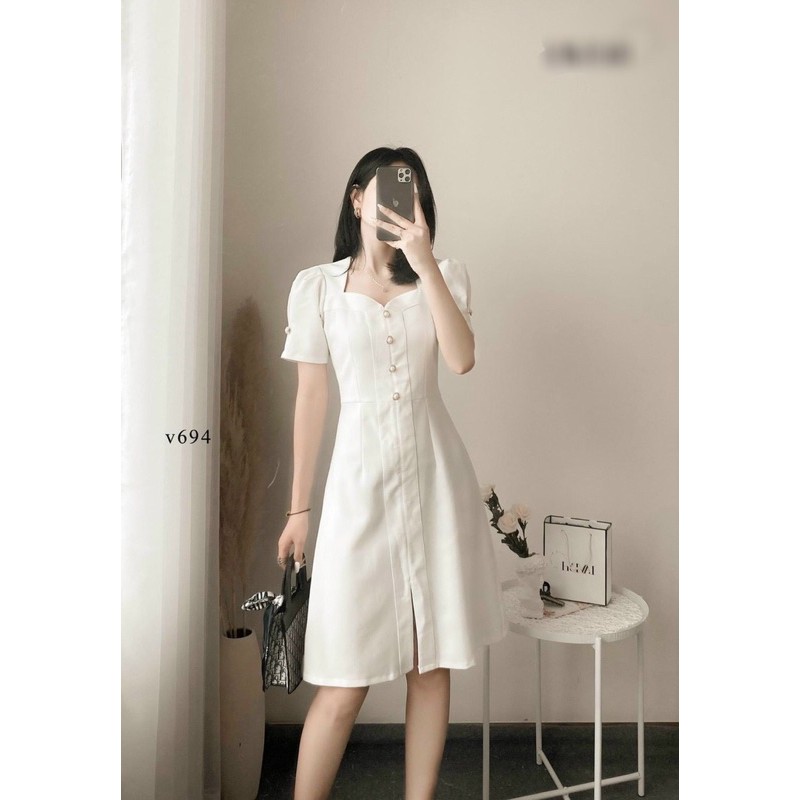 ĐẦM SUÔNG TAY PHỒNG NÚT NGỌC