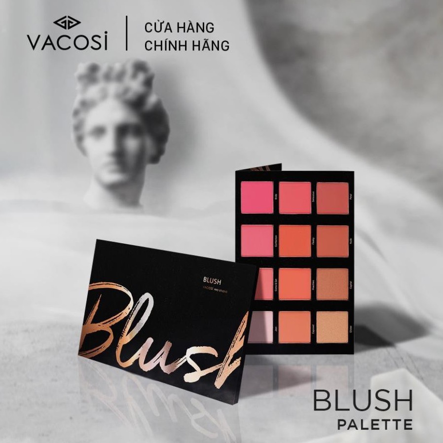 [HÀNG CHÍNH HÃNG] Bảng Phấn Má Hồng Chuyên Nghiệp 12 Ô Vacosi Pro Studio Blush Palette 66BP 45g