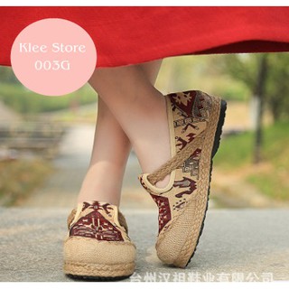 Combo giày thổ cẩm 003G và turban xinh xắn- Hàng có sẵn