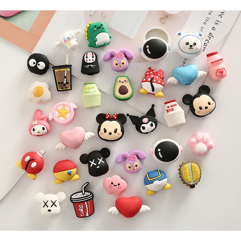 Phụ Kiện Bảo Vệ Đầu Dây Cáp Sạc Hình Hoạt Hình Đáng Yêu Cho Điện Thoại