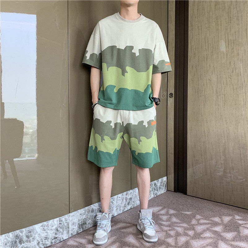 Set Bộ Loang Màu Unisex Tay Lỡ – Đồ Bộ Hoạt Hình Form Rộng Nam Nữ Đều Mặc Được Ulzzang