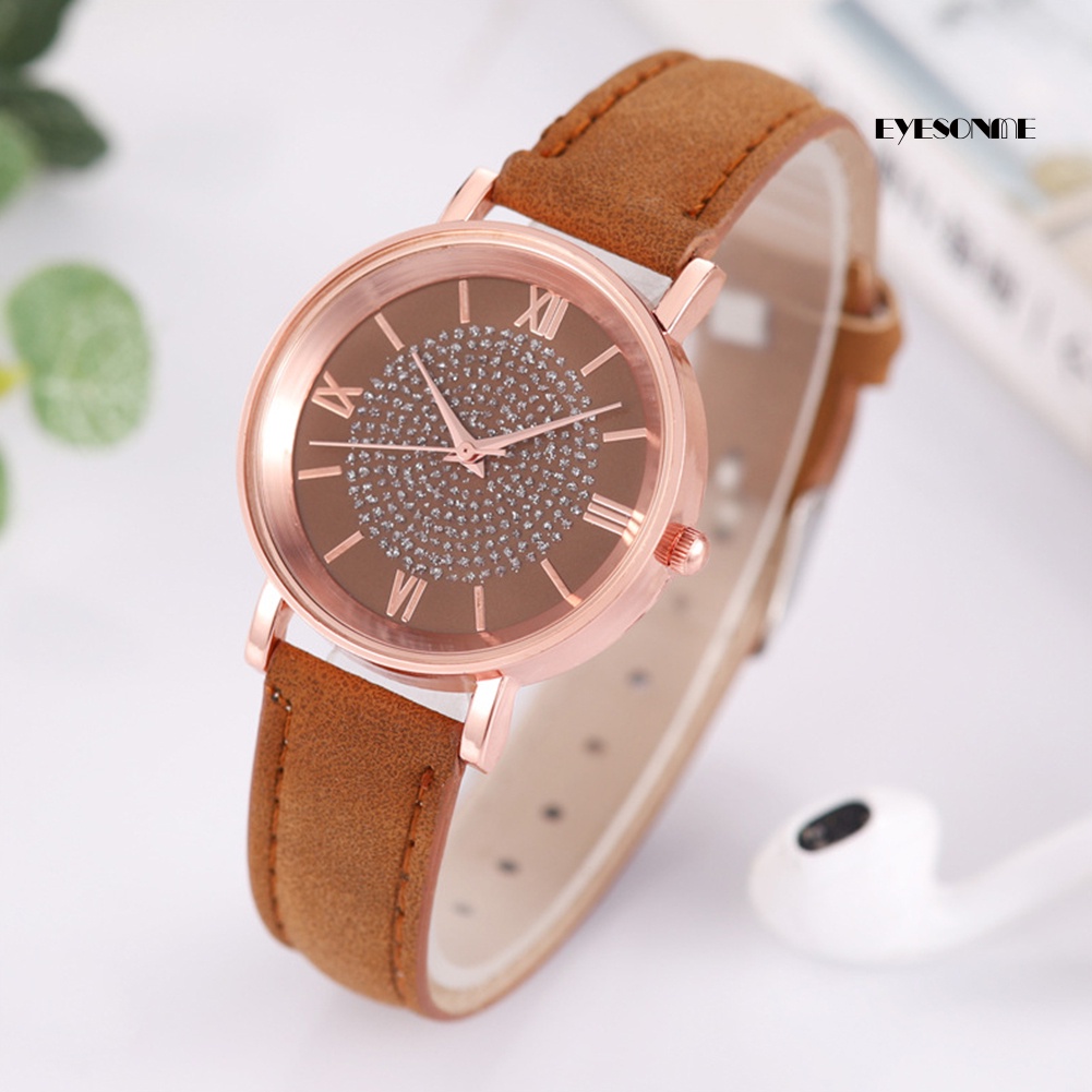Đồng Hồ Nữ Mặt Tròn Đính Hột Xoàn Thời Trang