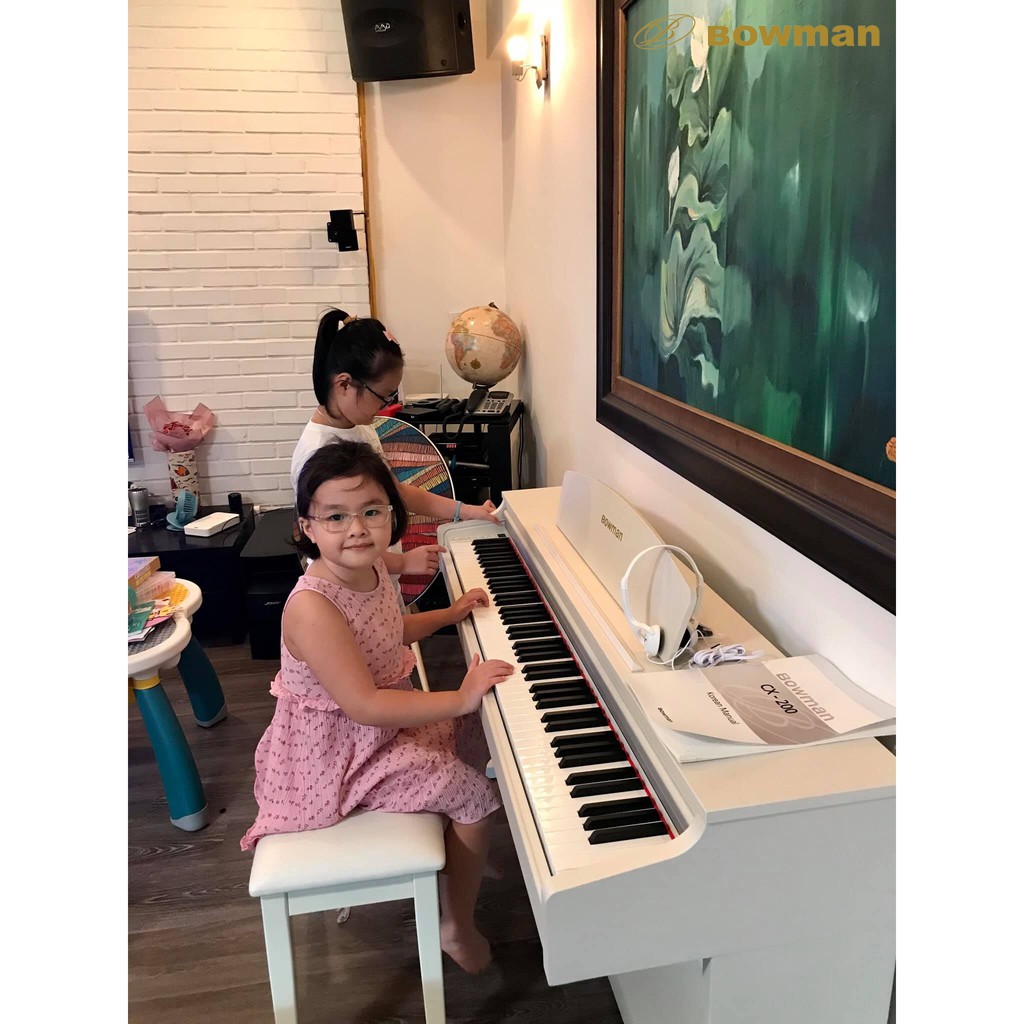 PIANO ĐIỆN MỚI BOWMAN CX200 màu trắng cho bé gái học đàn mùa dịch