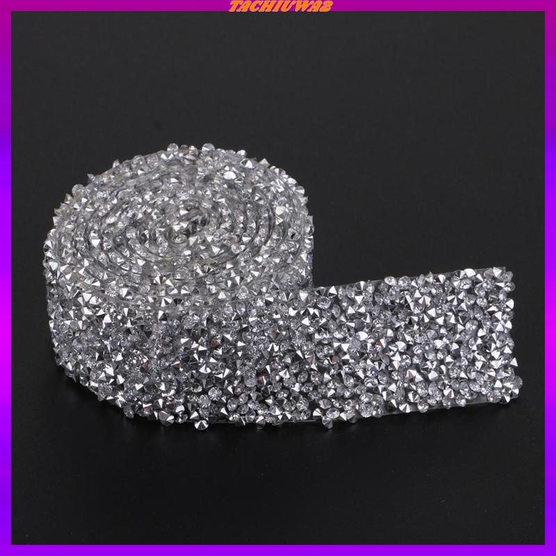 [Tachiuwa2] 1 Yard Miếng Dán Ủi Lên Quần Áo Bằng Ruy Băng Đính Pha Lê Sáng Bóng