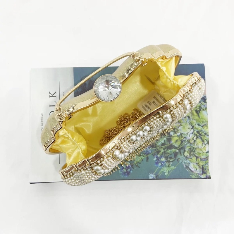 Clutch Sò đính đá tua rua siêu sang chảnh