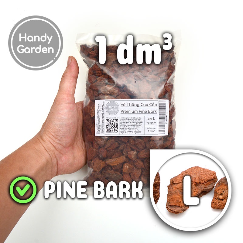 1dm³ Vỏ Thông Premium Ocean Pine Bark Indonesia, nhiều size 2-5mm 5-10mm 10-20mm 20-30mm 30-50mm | Handy Garden