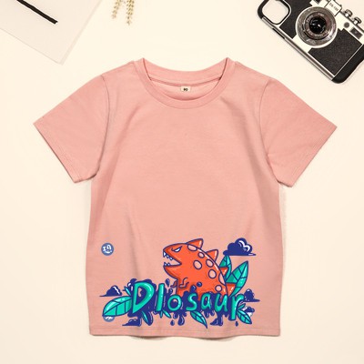 áo thun cotton dày dặn-áo thun bé trai bé gái in hình khủng long dilosour