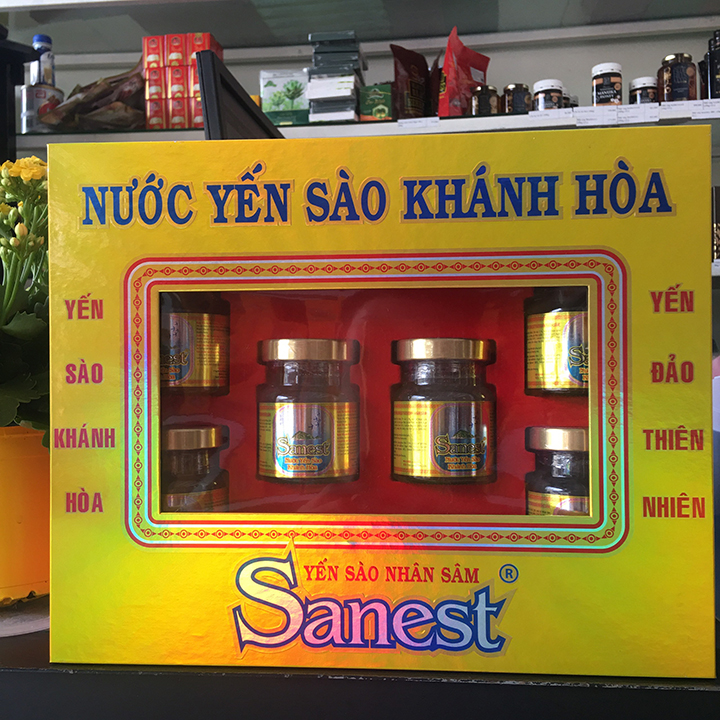 Nước yến sào Khánh hòa Sanest Nhân sâm [Hộp 6 hũ 70ml]