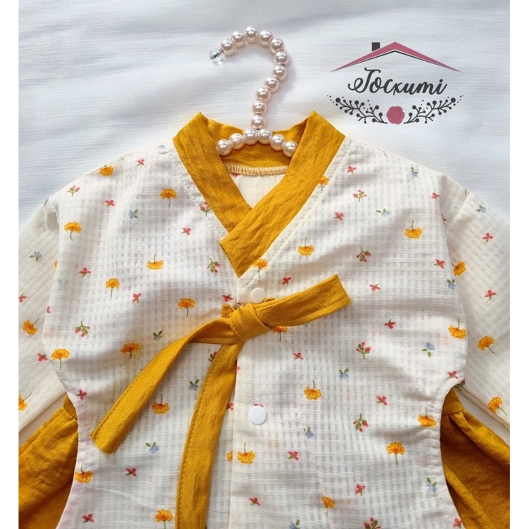 [THIẾT KẾ] SET VÁY HANBOK HÀN QUỐC VÀNG [CLIP ẢNH THẬT]