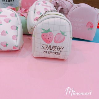 Móc khóa balo mini cute đựng xu_dâu