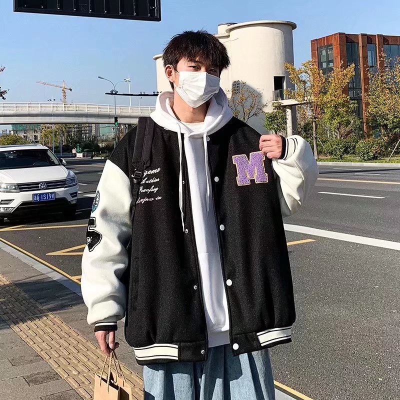 Áo Khoác Bóng Chày Dáng Rộng Phong Cách Hip hop Cá Tính Cho Nam