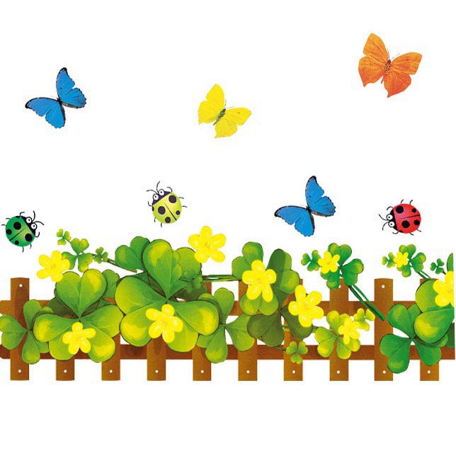 Combo Decal dán tường xanh 3 - decal cửa sổ 3d và chân tường trang trí nhà cửa đẹp