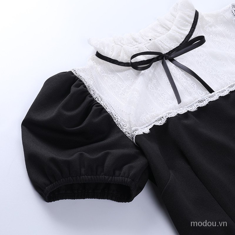 Đầm Mini Phối Ren Phong Cách Vintage Thanh Lịch Cho Nữ