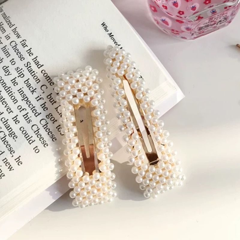 Bộ 2 Kẹp Tóc BB Đính Ngọc Trai Giả Lấp Lánh Phong Cách Hàn Quốc Ngọt Ngào Cho Nữ