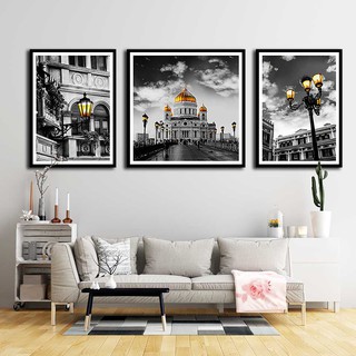 Bộ 3 tranh canvas treo tường Decor Châu âu cổ điển và hiện đại – DC107