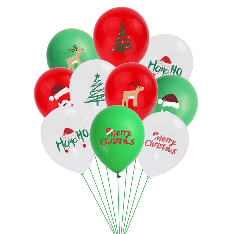 Bong Bóng Cao Su Latex 12 Inch Hình Ông Già Noel / Tuần Lộc / Cây Thông Giáng Sinh Trang Trí