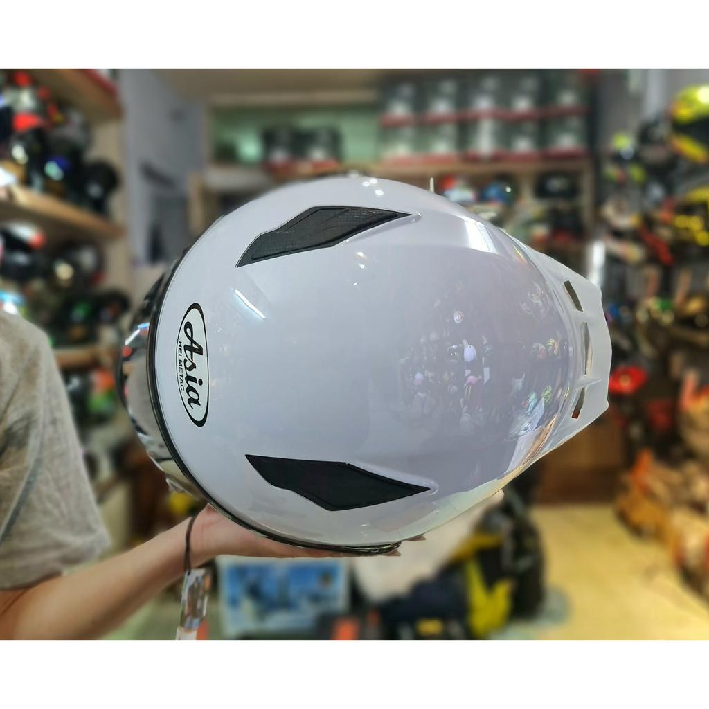 Combo Nón bảo hiểm Fullface Asia trắng gắn đuôi gió trắng siêu đẹp