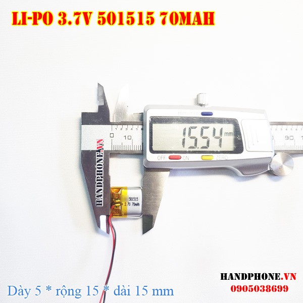 Pin Li-Po 3.7V 501515 501516 70mAh (Lithium Polyme) Cho Tai Nghe Bluetooth, Loa Bluetooth, Smartwatch, Chuột Máy Tính