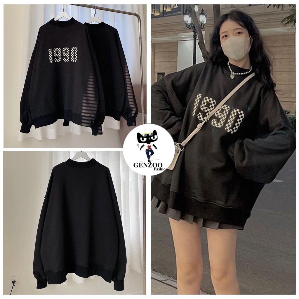 Áo Nỉ Nữ tay bồng Ulzzang GENZOO Áo Sweater From Rộng Hàn Quốc 1990