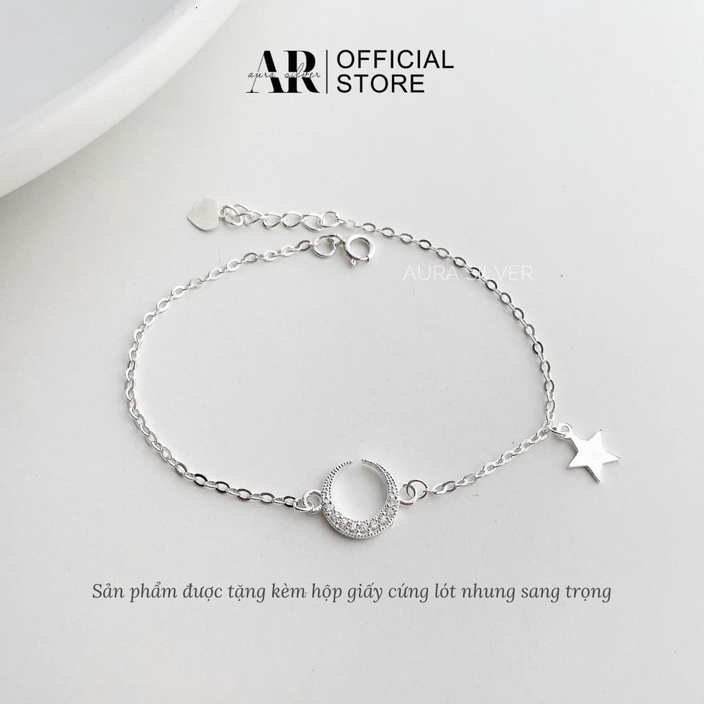 Vòng tay bạc nữ lắc tay trăng sao tinh tế-AURASILVER-LT15