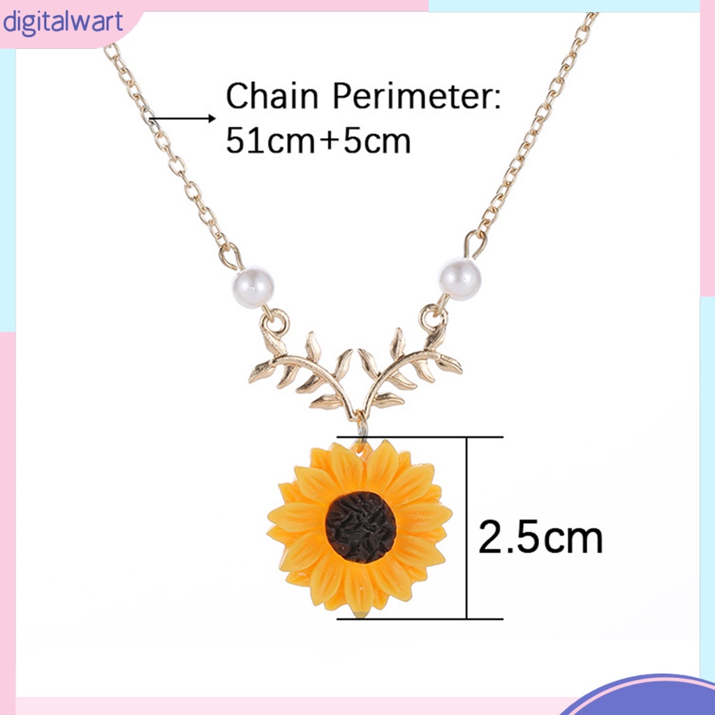 Dây chuyền mặt hoa hướng dương đính ngọc trai nhân tạo thanh lịch
