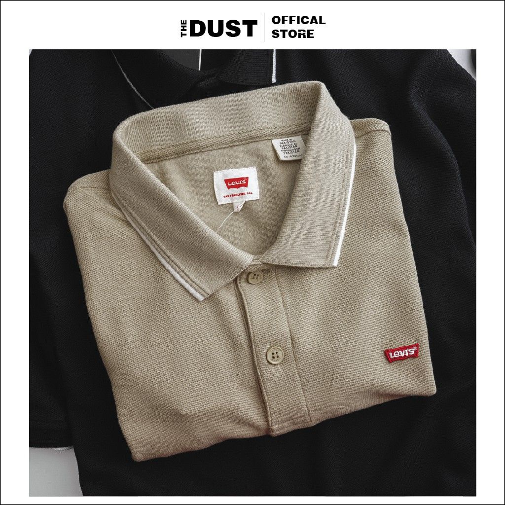 Áo thun polo nam cổ bẻ phối viền LV trơn basic, Áo phông nam vải cotton, form slim fit, lịch lãm