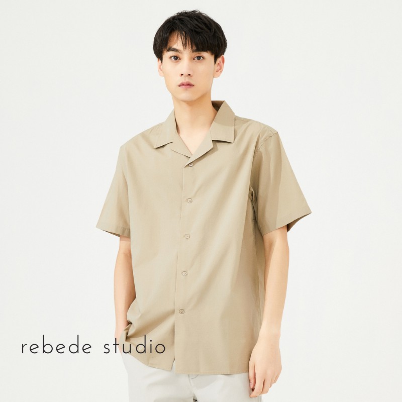 Áo sơ mi nam nữ tay ngắn, áo cổ vest unisex form rộng, vải sơ mi lụa đẹp co giãn - Rebede JBS02 | BigBuy360 - bigbuy360.vn