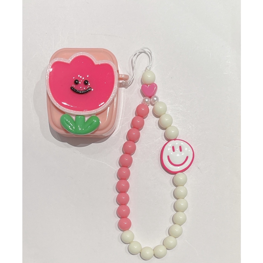 Vỏ Bảo Vệ Hộp Sạc Tai Nghe Bluetooth airpods 1 / 2 pro 3 Hình Hoa Tulip 3D Dễ Thương Kèm Dây Đeo Sợi Xích Thời Trang