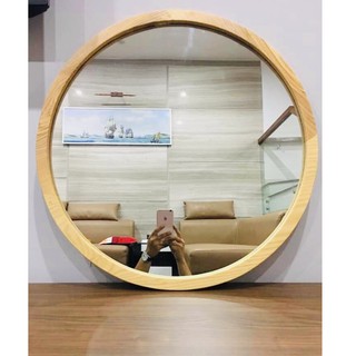 GƯƠNG TRÒN VIỀN GỖ SỒI