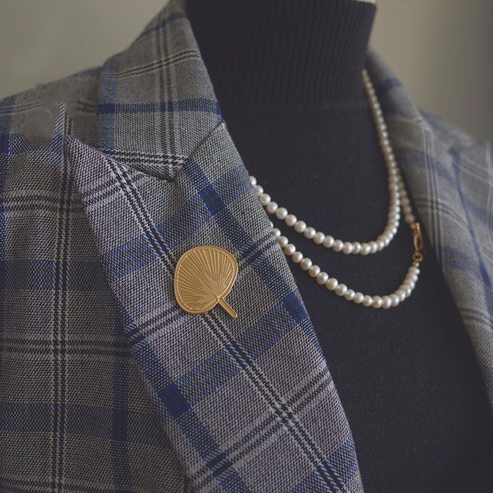 Ghim Cài Áo Hình Quạt Da Pu Dễ Thương Dành Cho Nữ