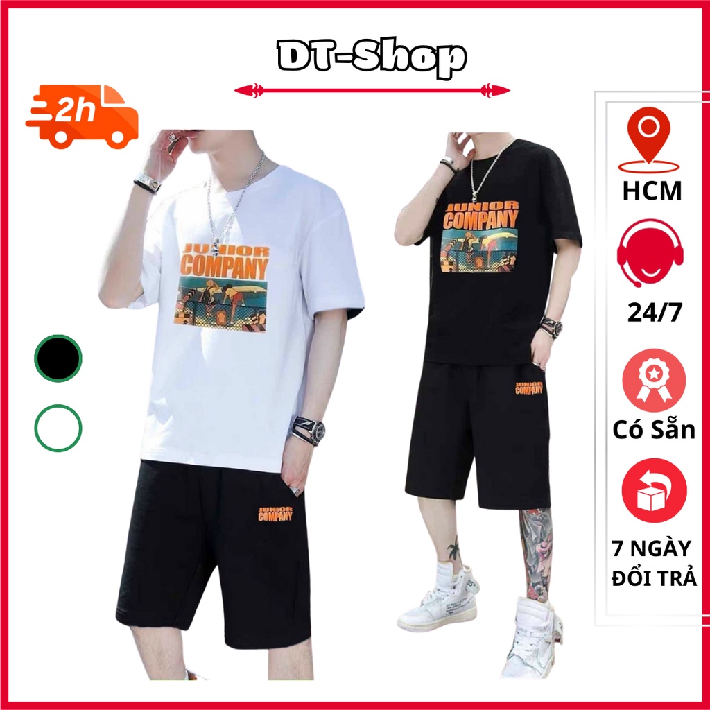 Bộ thể thao nam COMPANNY mặc nhà chất thun co giãn tay ngắn form rộng