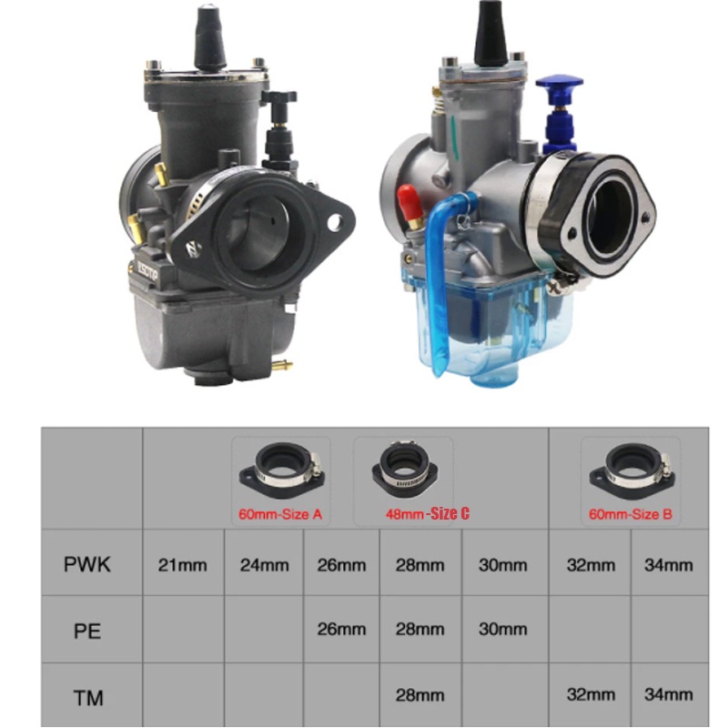 Đầu chuyển đổi hút gió bằng cao su 3 size cho bộ chế hòa khí xe moto KOSO Mikuni PWK KEIHIN 21/2428 30 32 34mm PE28/30