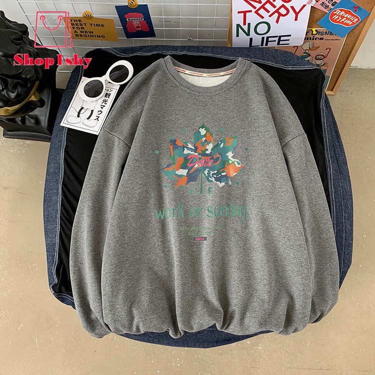 5 Color Men Sweatshirt Oversize Shirt Fashion Pullover Athletic Closure Long Sleeve Maple Leaf Print | BigBuy360 - bigbuy360.vn