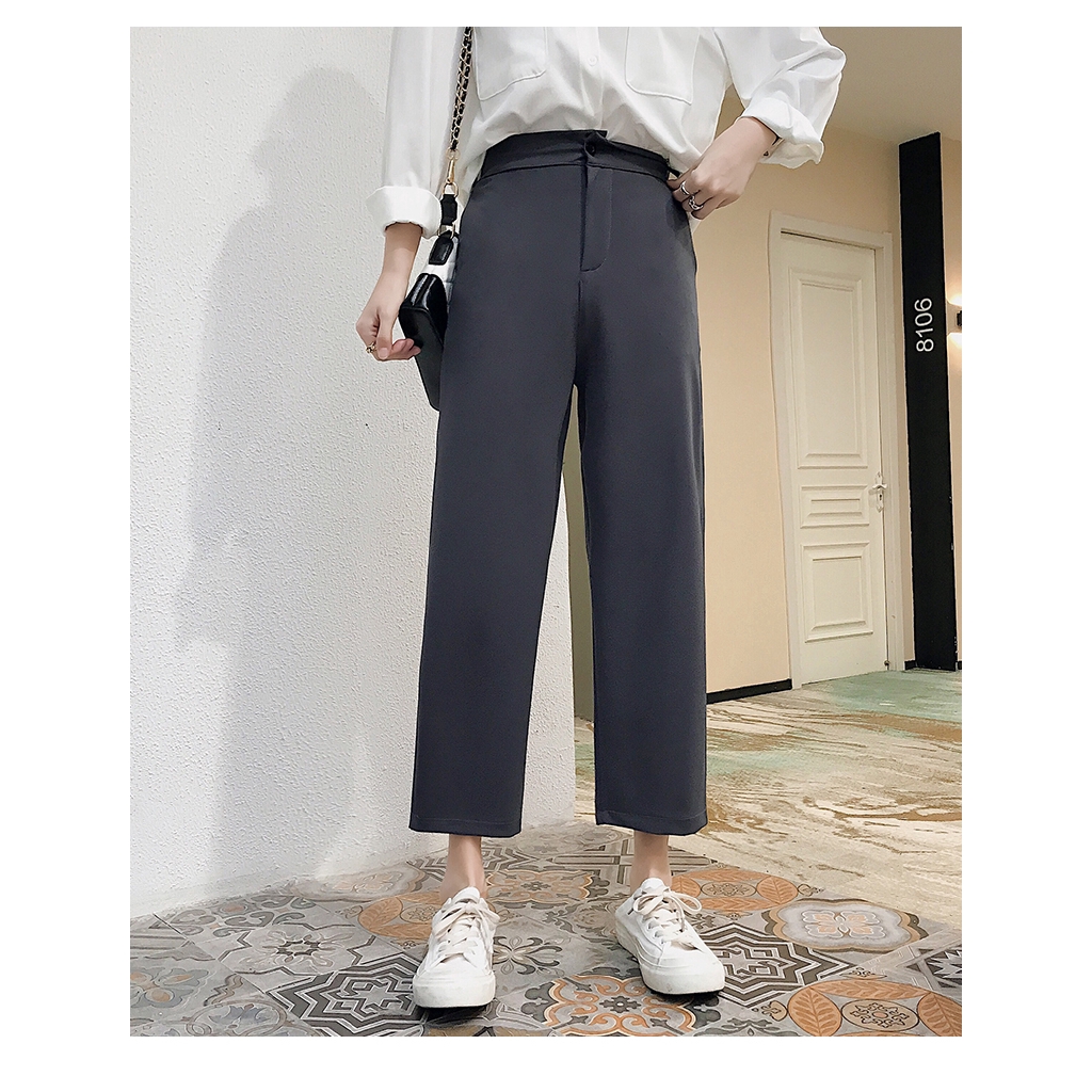 SUXI Quần Jeans Nữ Ống Rộng Lưng Cao Kiểu Hàn