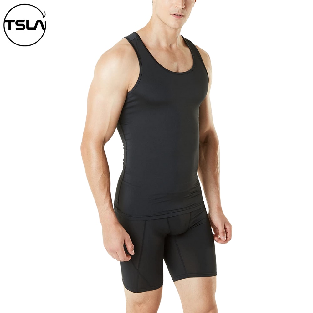Áo ba lỗ thể thao TSLA form ôm chất vải co giãn 4 chiều chơi thể thao bóng rổ chạy bộ chống tia UV