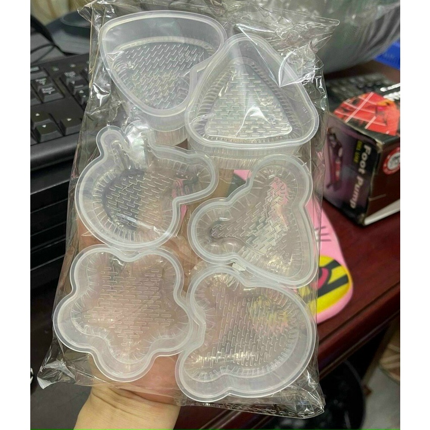 Bộ 6 khuôn cơm tạo hình có đế nhấn dễ lấy (ảnh thật)