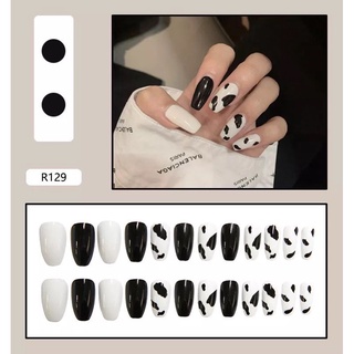 Móng Tay Giả Bò Sữa LCR129 - Móng nhọn, Nails 24 móng giả có keo sẵn, tự dán móng tại nhà, tặng dũa/bông tẩm cồn