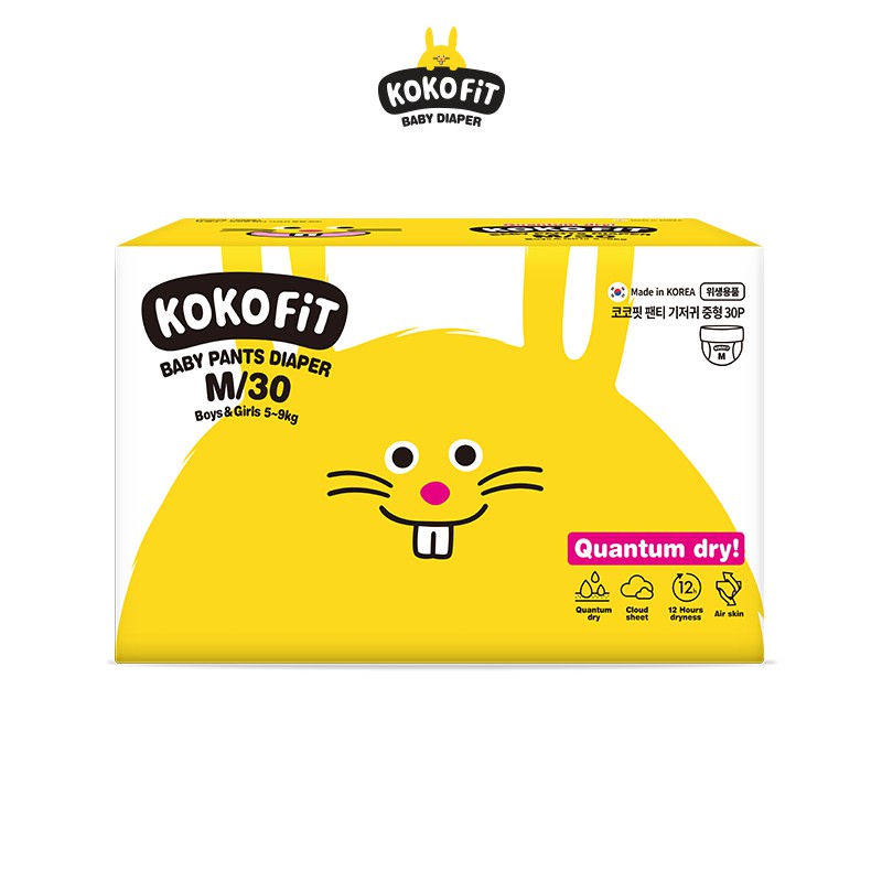 Tã Quần KOKOFiT Hàn Quốc Size M (Thỏ) 30 Miếng/Bịch Cho Bé Từ 5 - 9kg