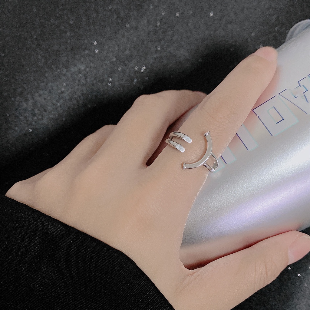 Nhẫn Bạc S925 Họa Tiết Mặt Cười Phong Cách Hàn Quốc Thời Trang