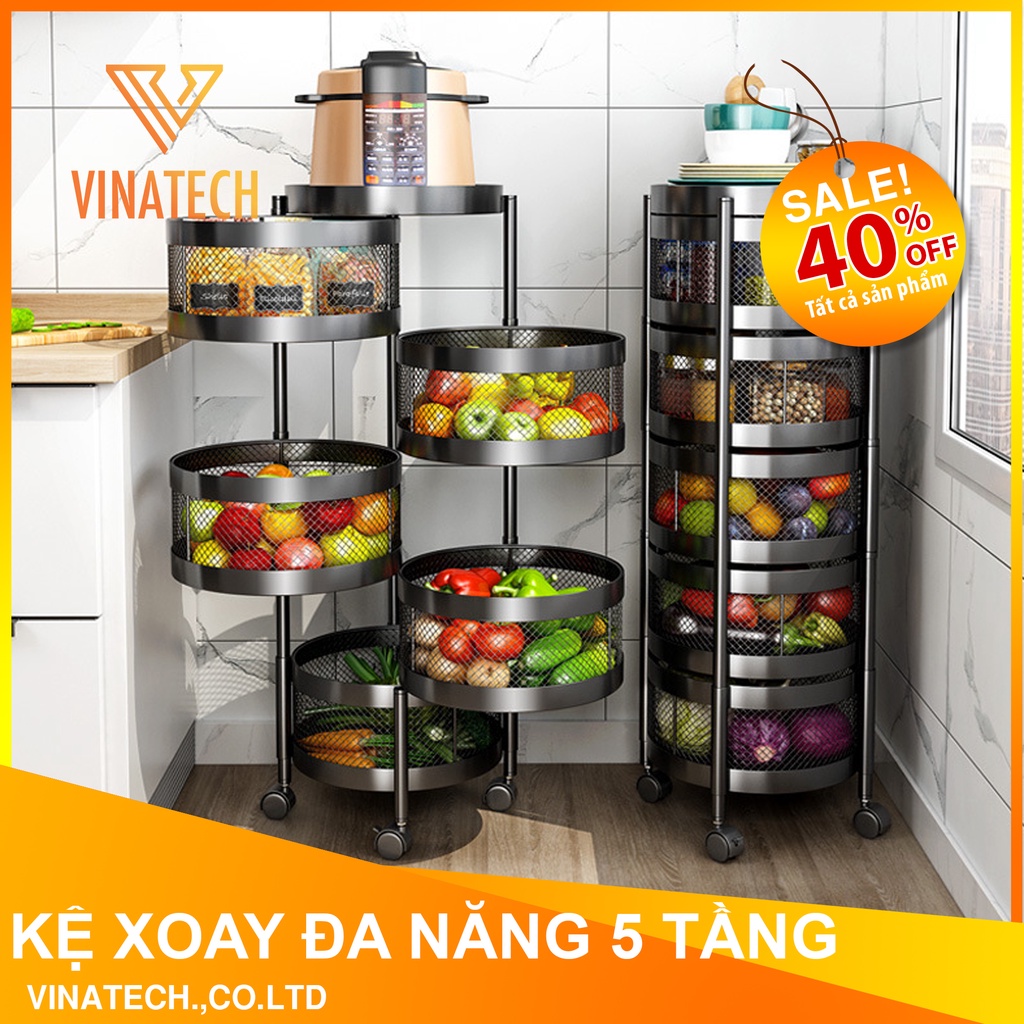 Kệ Xoay Thông Minh 3/4/5 Tầng, Kệ Nhà Bếp Đa Năng, Chị tải 150Kg, Thép Không Gỉ, MKS031