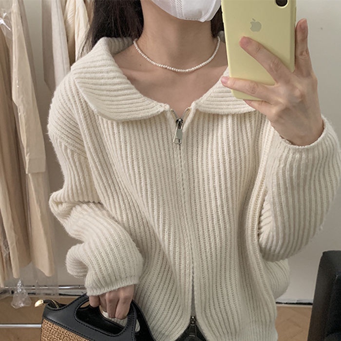 Áo Khoác Sweater Phối Khóa Kéo Thời Trang 2022 Mới Cho Nữ