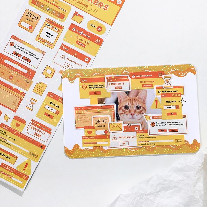 Peach 1Pcs Bling Bling computer material stickers metaverse Journal Scrapbook Decor Sticker