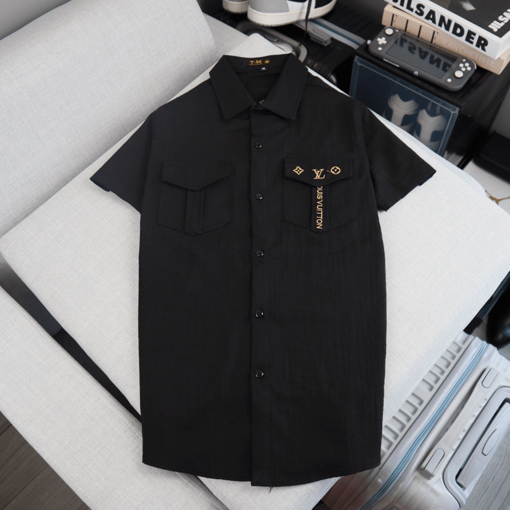 Áo Sơ Mi Nam Tay Ngắn Vải Đũi Thêu Chữ Cao Cấp Thiết Kế Sang Trọng Tôn Dáng Thời trang Cao Cấp [NEW UNISEX]