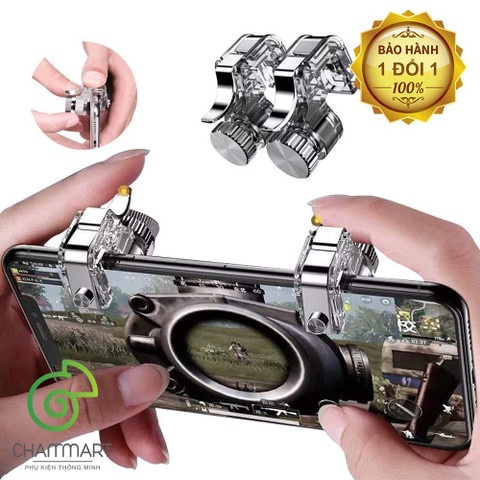 Combo 2 nút bấm chơi game R11 màu bạc bắn PUBG, Ros Mobile nhạy chơi game điện thoại