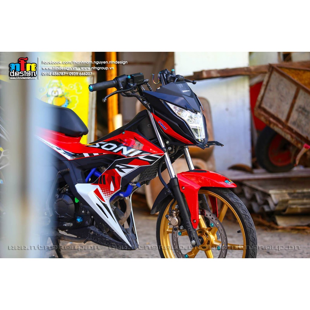 Tem Rời Dán Xe Sonic Mẫu Trắng Đỏ Đen Cực Chất, Hàng 3 Lớp Chất Lượng Cao ,Team Decal