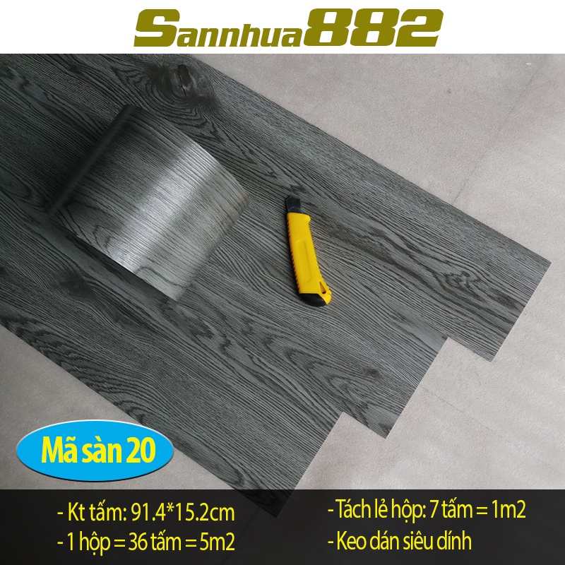 Miếng dán nền giả gỗ sẵn keo tự dính nhựa nguyên xinh hàng loại1 chống trơn chống xước mã 20