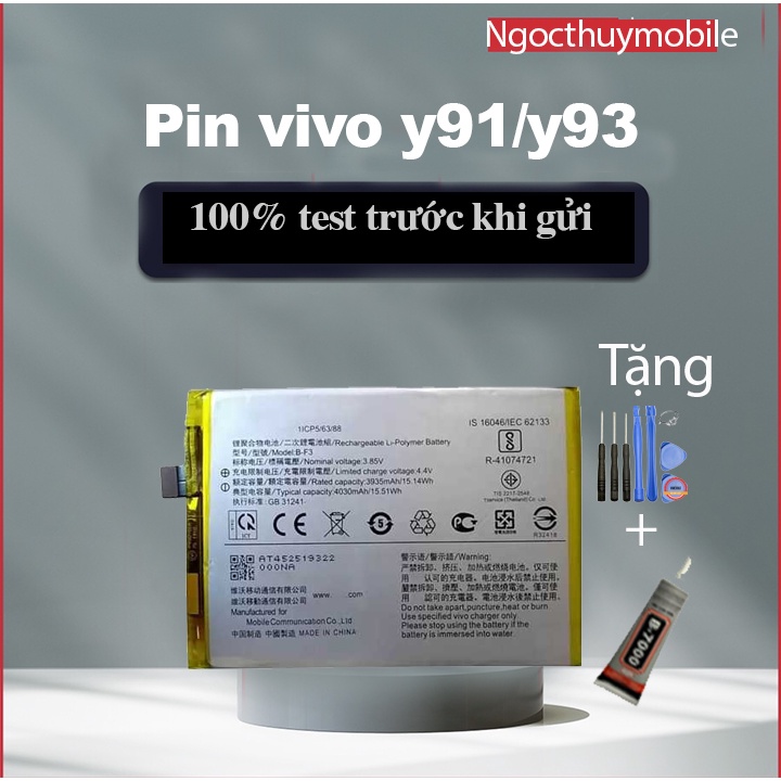 Pin Vivo B-F3, Vivo Y91, Y91c, Y93, Y93s, Y95 tặng kèm bộ sửa thay thế và keo dán b7000.