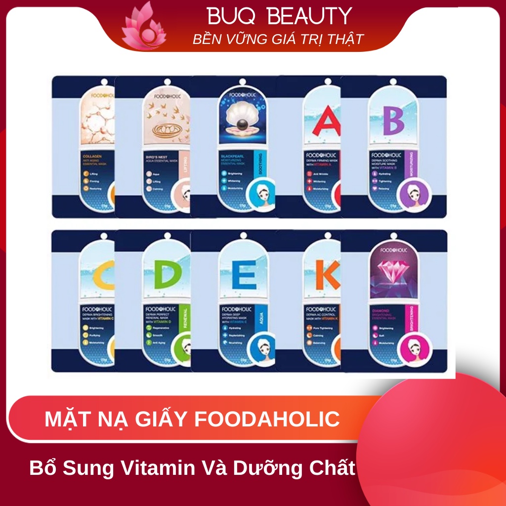 Mặt nạ giấy dưỡng da Hàn Quốc Foodaholic Essential Mask 23g Bổ Sung Vitamin Và Dưỡng Chất Chính Hãng