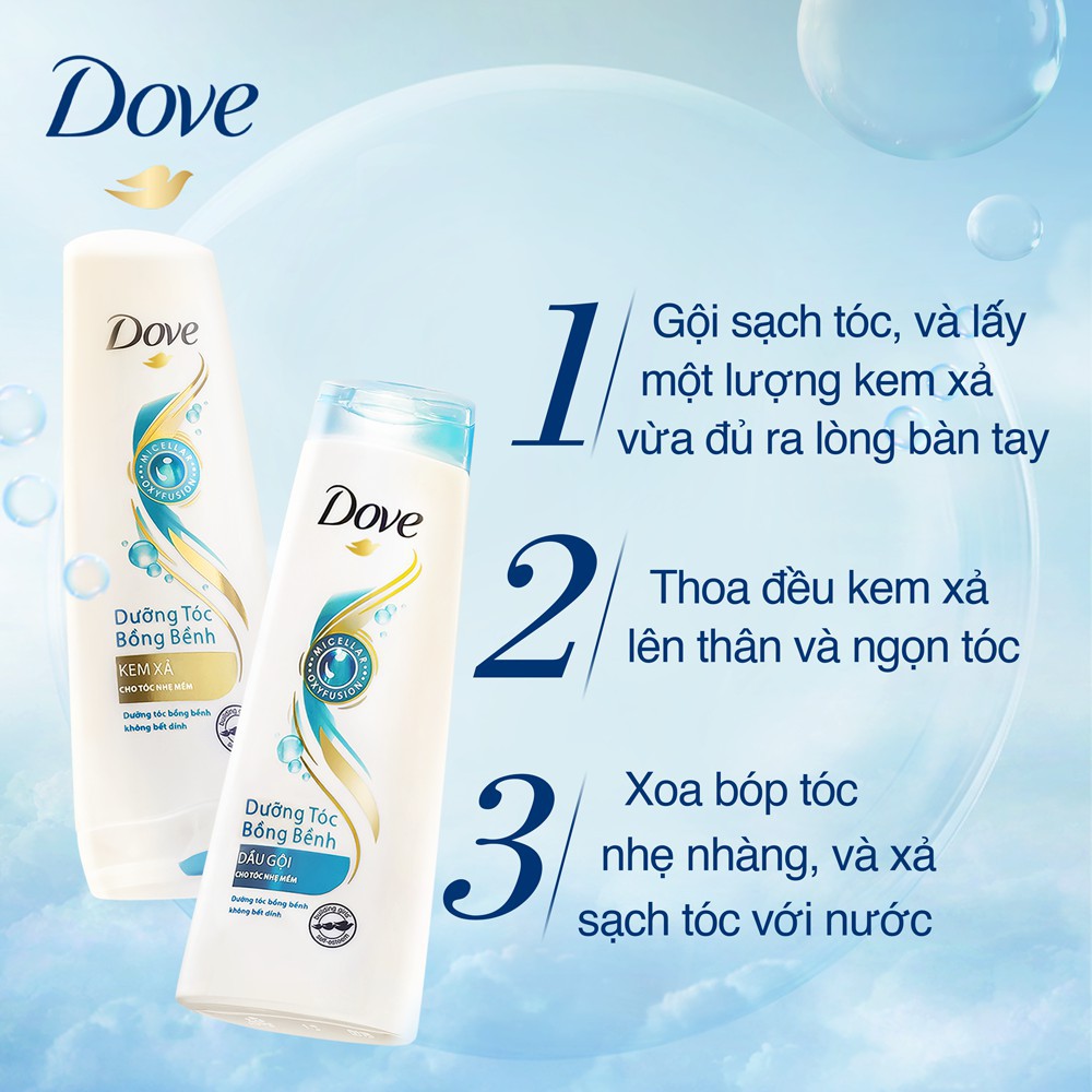 BỘ Dầu gội+ xả Dove dưỡng tóc bồng bềnh 340g