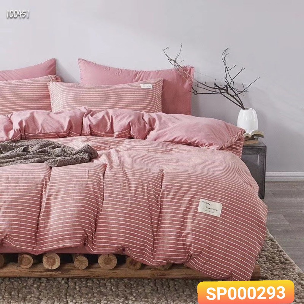 Bộ Chăn Ga Gối HIN BEDDING Chất Liệu Cotton Tici Phối Kẻ Mới, Cotton Đũi Mềm Mịn Cao Cấp Bo Chun Mọi Kích Thước